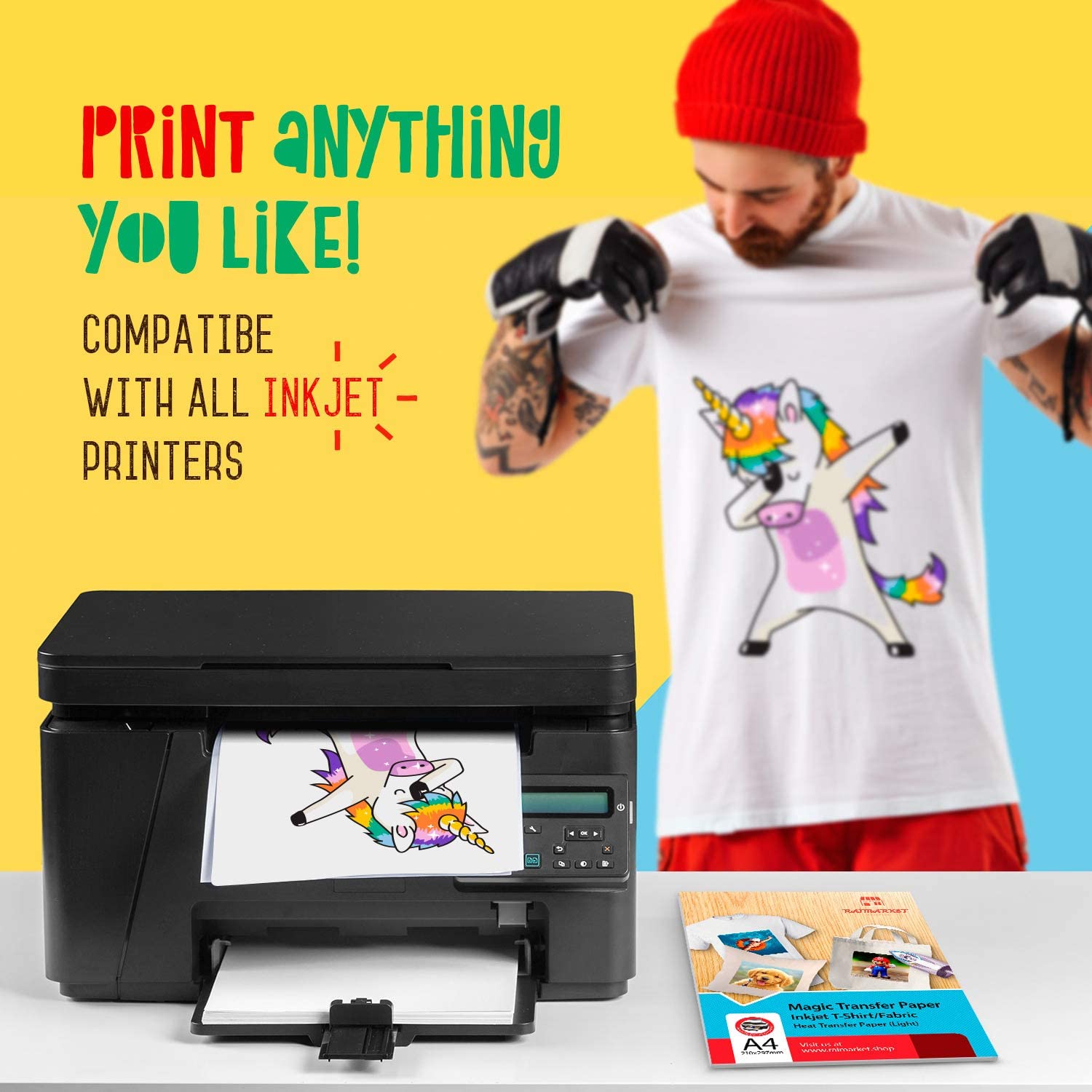 Raimarket Premium Iron-On Transfer Paper for Light Fabrics - A4, 10 Sheets, blue - Image 2