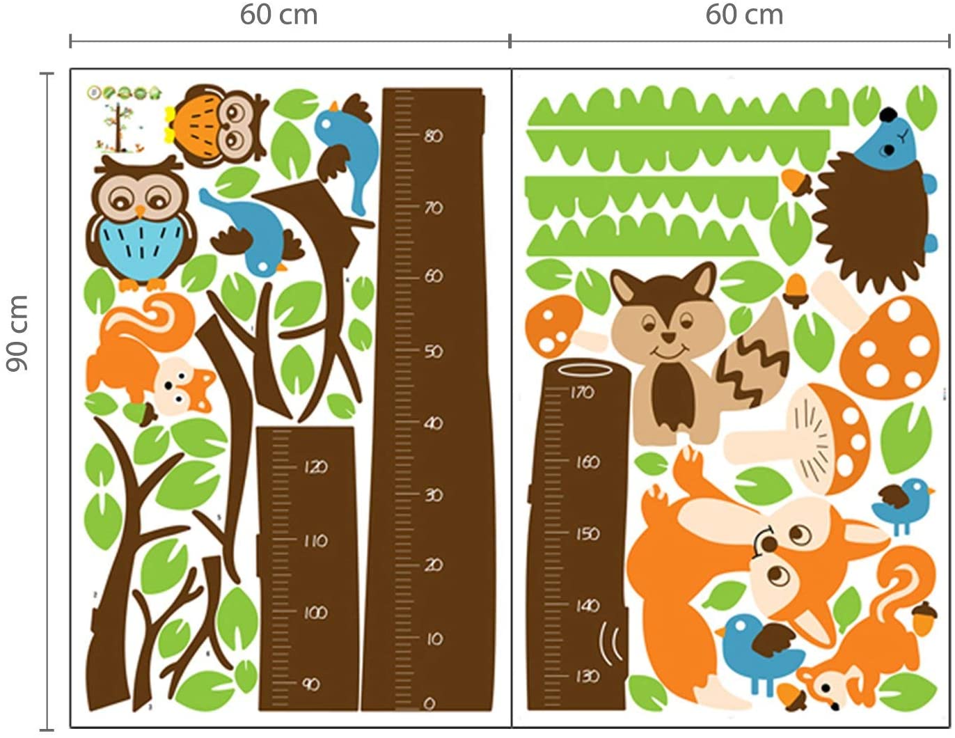 WALPLUS Fox Tree Height Measure Wall Stickers: Removable Kids Room Decor, Nursery Art, Animal Decals - Image 3