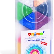 Morocolor PRIMO, wax triangles, 12 colors with gold and silver, triangular wax crayons, easy grip, wax colors, compact and resistant mixture, durable color, Made in Italy