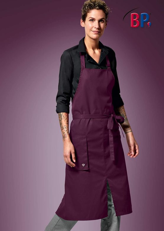 BP 1970-400-800 Bib Apron, With Adjustable Fastening At The Neck, 215,00 G/M², Fabric Blend, Plum, Size 100/100 - Image 2