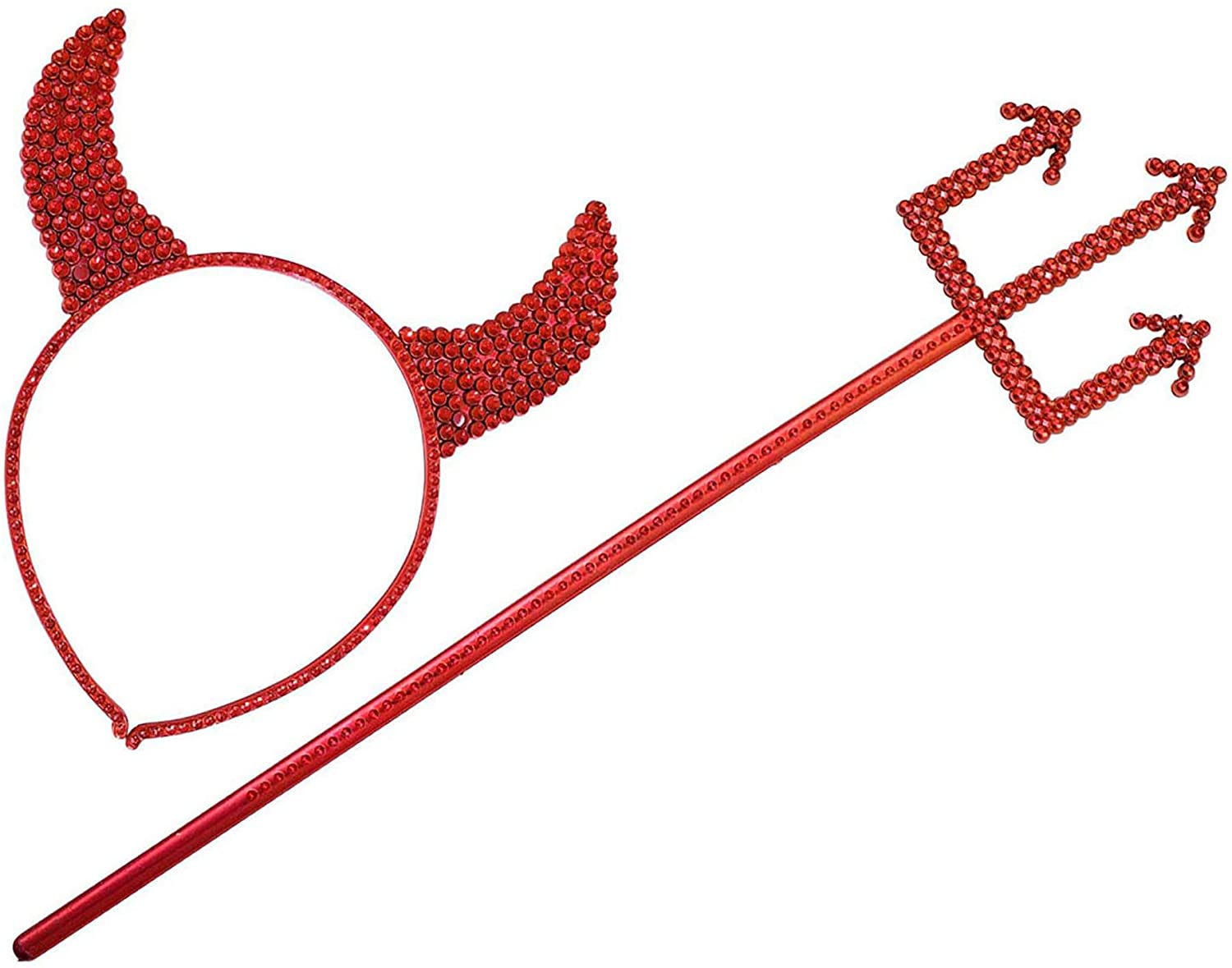 Devil Horns & Pitchfork Accessory for Halloween Fancy Dress, Multi-coloured
