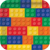 Creative Converting PC102053 Toy Blocks Theme Square Paper Dinner Plates-8 Pcs, Multicolor