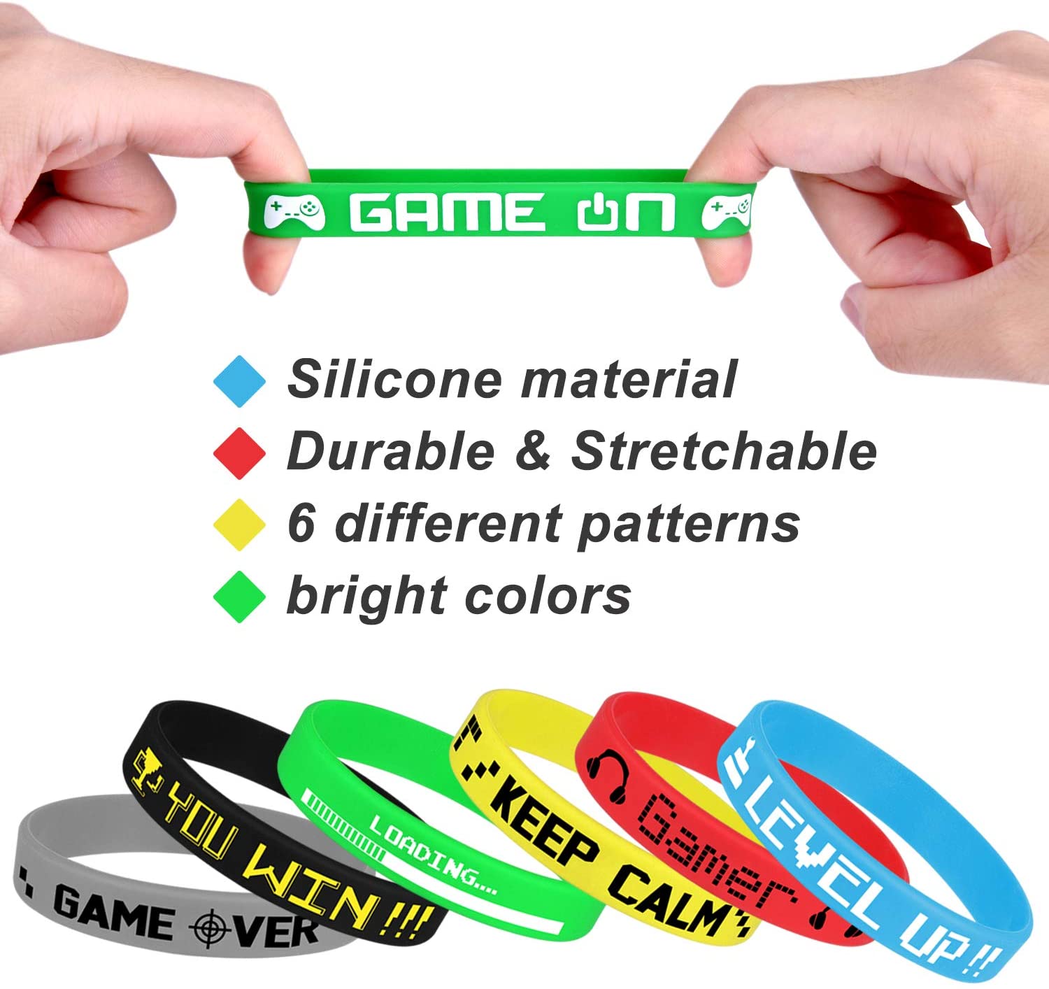 TUPARKA 18 Pcs Video Game Wristbands Rubber Bracelet Game Party Wristbands Supplies for Birthday Party Baby Shower Party Favors 6 Styles - Image 4