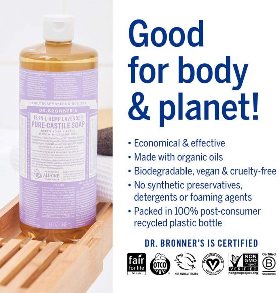 Dr Bronner's 946 ml Organic Lavender Castile Liquid Soap - Image 4