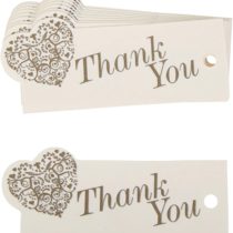 Neviti Wedding Luggage Tags with Thank You Text - Ivory/Gold - Pack of 10