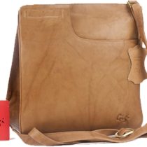 GIGI - Women's Leather Cross Body Handbag - Shoulder Bag with Long Adjustable Strap - OTHELLO 2057 - with heart keyring charm - Antique Honey