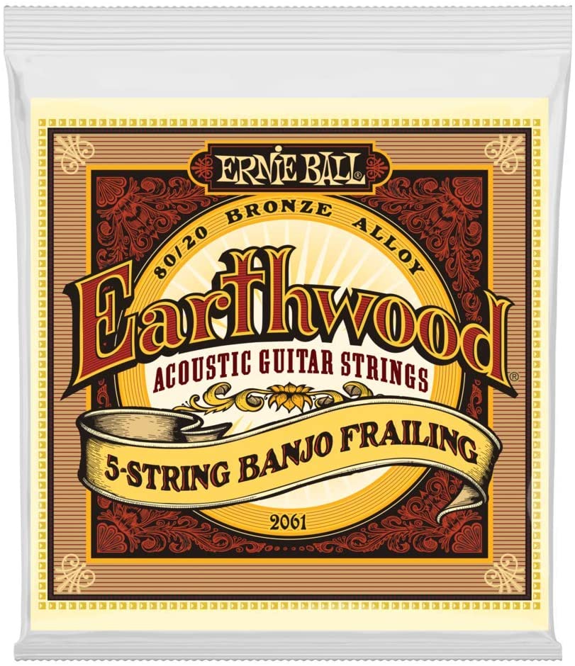 Ernie Ball P02061 Earthwood 5-String Banjo Frailing Loop End 80/20 Bronze Acoustic Guitar Strings - 10-24 Gauge