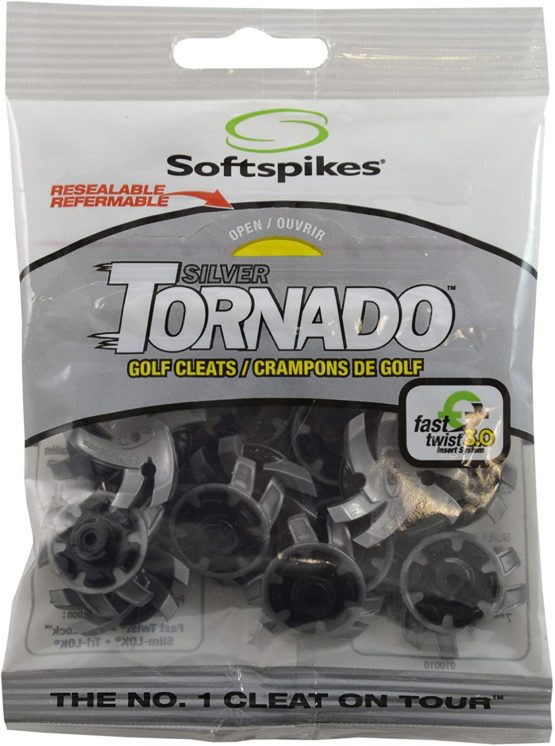 SOFTSPIKES Silver Tornado Cleat (FTS 3.0), Silver/Black, Bag of 1 set