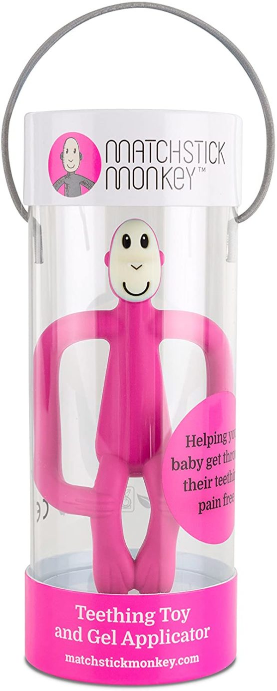 Matchstick Monkey Teething Toy for Baby, Stimulates and Massages Sore Gums, 3 Months Old+, Pink - Image 4