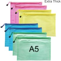 A5 Document Folder File Zipper Bags Plastic Wallets Folder Extra Thick 8PCS (A5 Zip Bag)