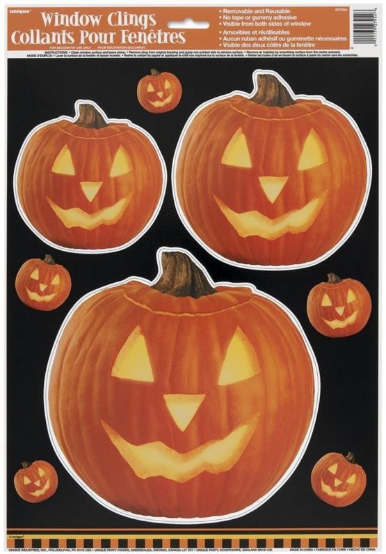 Unique Party 27954 - Pumpkin Glow Halloween Window Clings Sheet