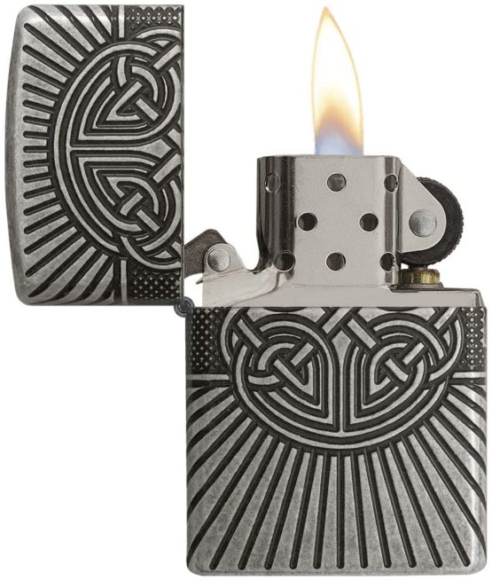 Zippo Unisex's CELTIC CROSS DESIGN Windproof Lighter, Antique Silver, Regular - Image 3