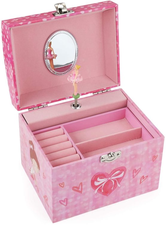Taopu Dome Shaped Musical Jewelry box with pearl handle and Music Box with Dancing Ballerina Girl Jewel Storage Case for girls - Image 3