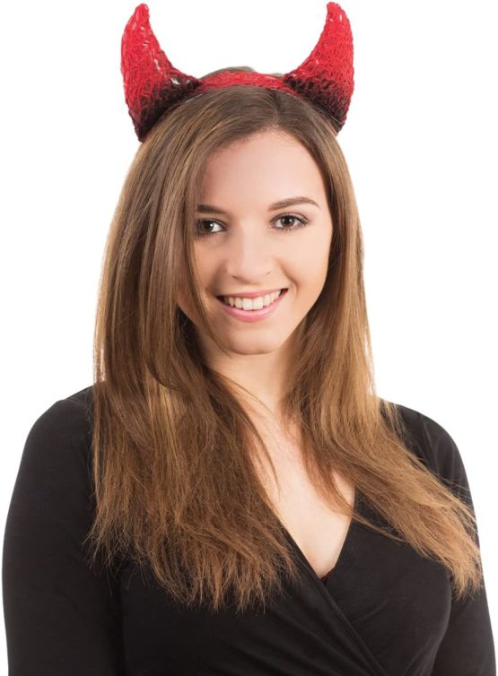 Bristol Novelty BA026 Devil Horns on Band, Womens, Black/Red, One Size