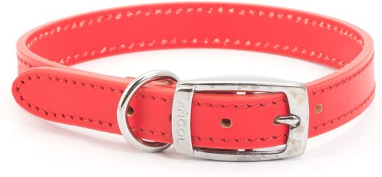 Ancol Heritage Leather Collar Red 35-43cm Size 4