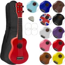 Mad About SU8 Soprano Ukulele in Red with FREE Gig Bag, Pick, and Spare Strings – Great for Schools and Beginners, Now With Carbon Black Strings for Improved Tuning