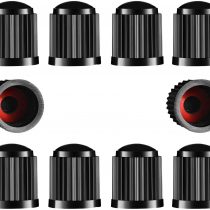 TYPHEERX Tyre Valve Caps, 10pcs Plastic Car Bike Tire Stem Dust Covers with Red Seal O-Ring for SUV, Bicycle, Motorbike, Trucks(Black)