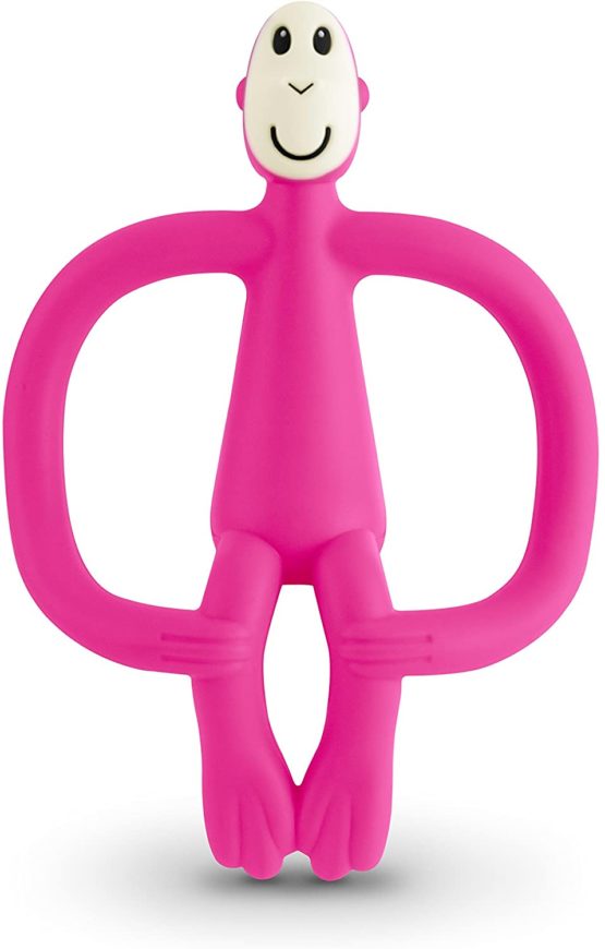 Matchstick Monkey Teething Toy for Baby, Stimulates and Massages Sore Gums, 3 Months Old+, Pink