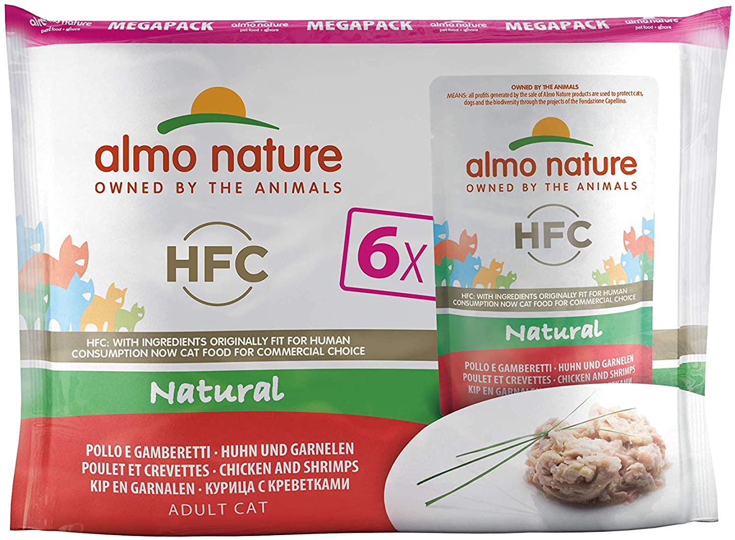 almo nature HFC Natural Megapack Wet Cat Food HFC Natural - Chicken and Shrimp 6 x 55 g, Pack of 6 (6 x 55 g)