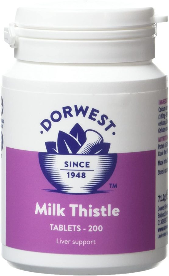 Dorwest Milk Thistle Tablets for Dogs and Cats, 200 Tablets, Supports Liver Function, Antioxidant for Dogs, Immune System Heath, Natural Supplement
