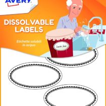Avery Dissolvable Labels, 55 x 29 mm, 18 Labels Per Pack, White (with Black Decorative Edging)
