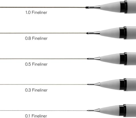 Winsor & Newton Assorted Fineliner, Black, Pack of 5 - Image 2