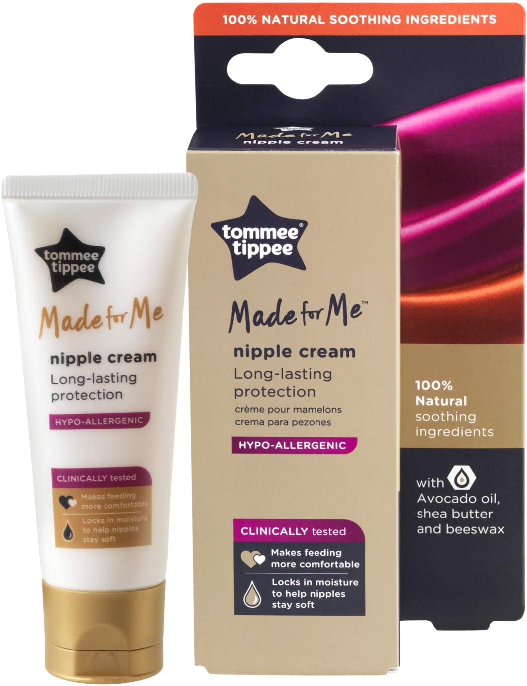 Tommee Tippee Made for Me Nipple Cream, 100% Natural, Hypoallergenic and Scent-Free, 40ml