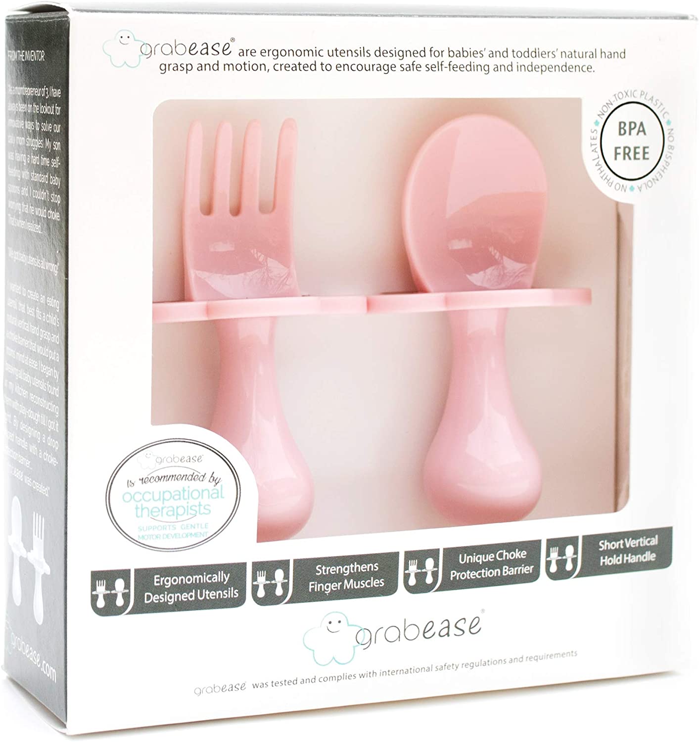 Grabease Toddler Utensils Baby Utensils Baby Forks for Self Feeding Bpa-Free & Phthalate-Free for Baby & Toddler, 1 Set, Blush - Image 2