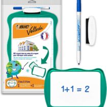 BIC Velleda Double-sided Whiteboard (21 x 31cm) with 2 Dry Erase Whiteboard Pens, Ideal for School, Pack of 1