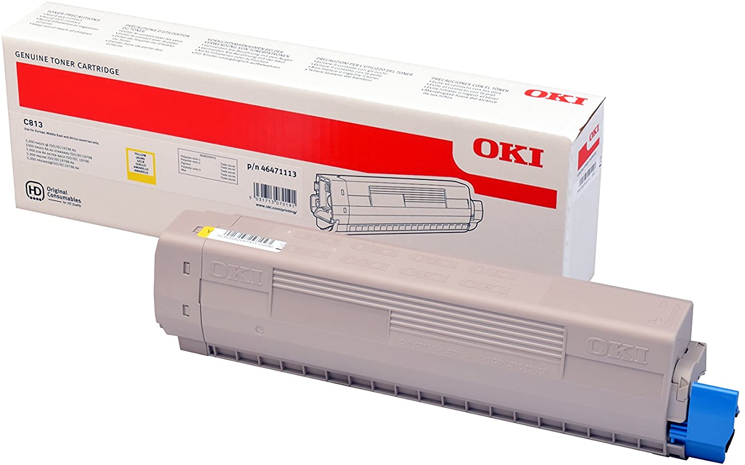 OKI 46471113, 5000 Pages Yellow Toner and Laser Cartridge (5000 Pages)
