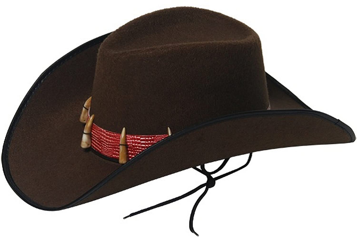 Fancy Dress Brown Cowboy With Teeth Hat Australian Crocodile Man Adult Size