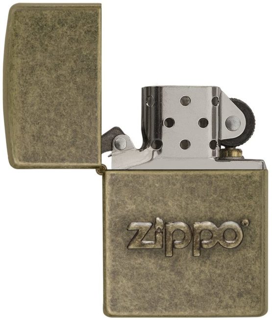 Zippo Stamp Regular Lighter - Antique Brass - Image 4