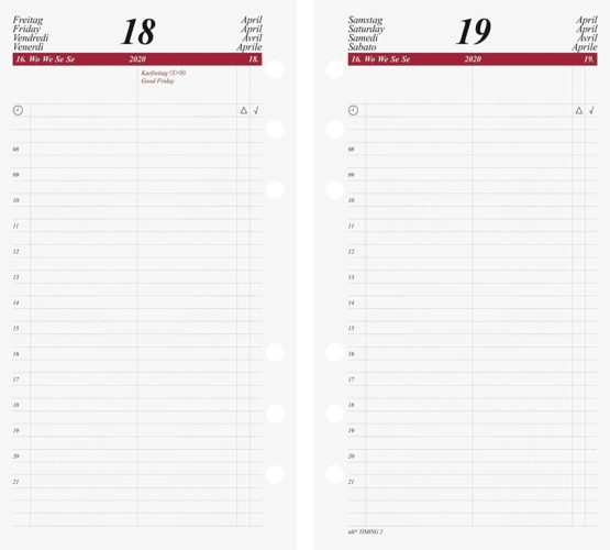 rido/idé 706690020, daily calendar, schedule systems, 2020, 1 page = 1 day, 1 page week planning, each week, sheet size 9.3 x 17.2 cm - Image 4