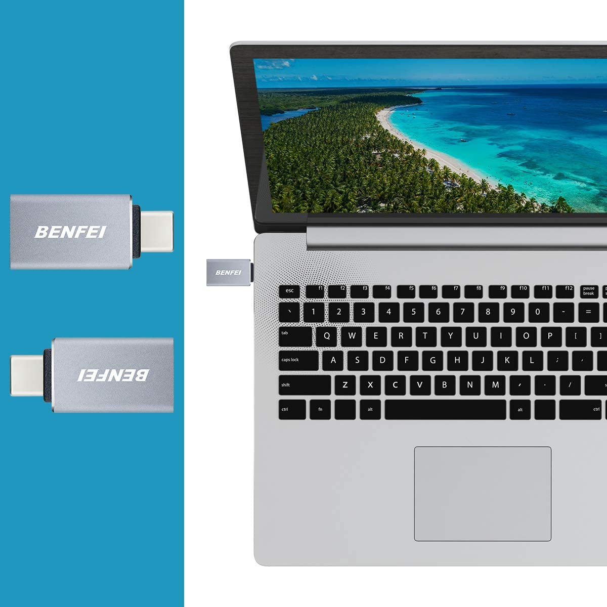 BENFEI USB C to USB 3.0 Adapter, 3 Pack USB C to A Male to Female Adapter Compatible with MacBook 2018 2017 2016 - Image 2