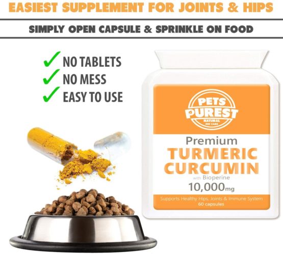 Pets Purest 100% Natural Premium Turmeric For Dogs 10,000mg with Active Bioperine Cats, Horses & Pets Powerful Antioxidant Supplement For Joints & Hips 60 capsules - Image 3