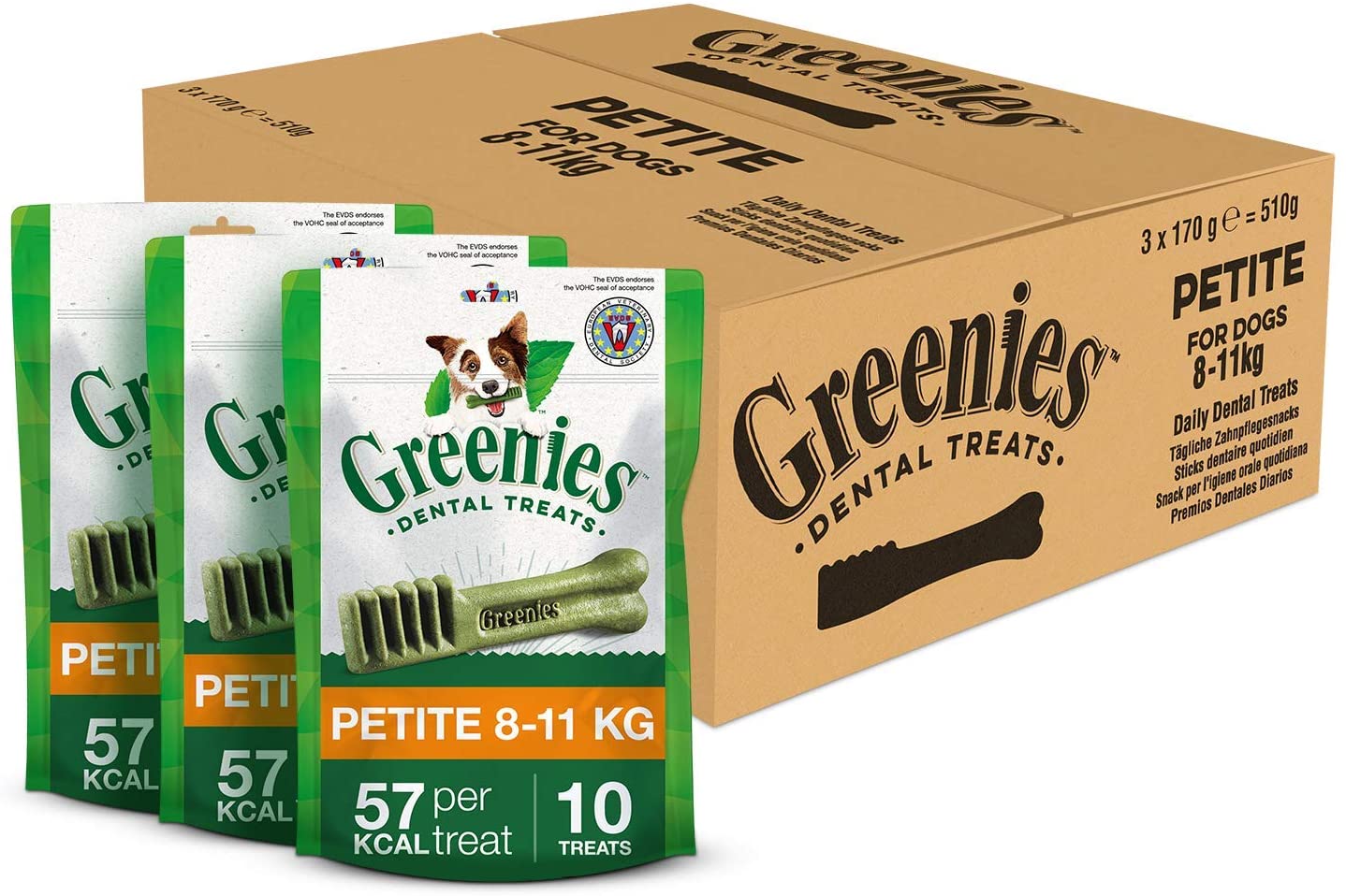 GREENIES Daily Original Dental Treats Petite - The Smart Dental Treat for Dogs (8 - 11 kg) - 30 chews - Pack of 3 (3 x 170 g)