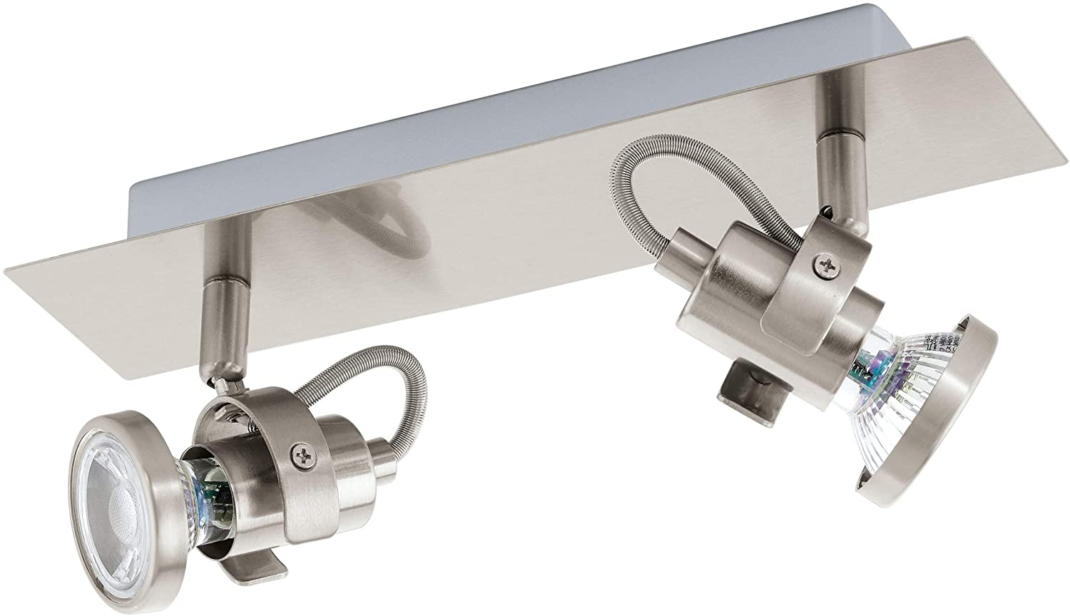 Eglo LED Ceiling Light Tukon 3, 2-Flame Ceiling Spotlight, Metal Ceiling lamp, Living Room Light in Matte Nickel