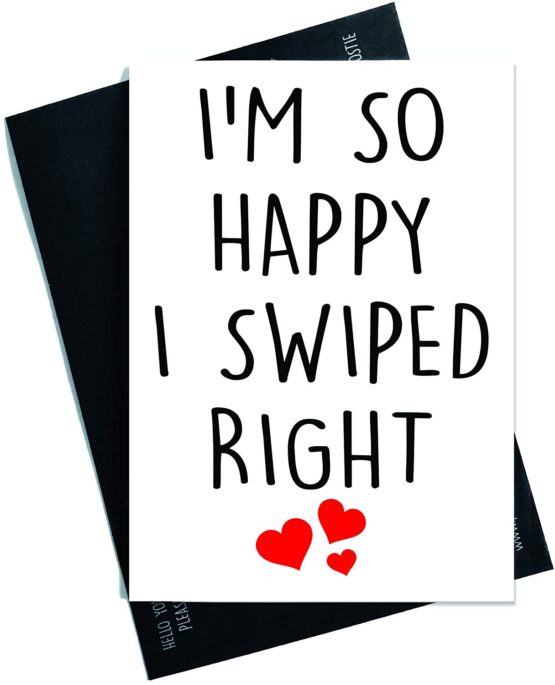 Anniversary Cards, So Happy I Swiped Right, Girlfriend Card, Boyfriend Cards Novelty Card Funny Cards Friend Card Christmas Card Tinder PC78