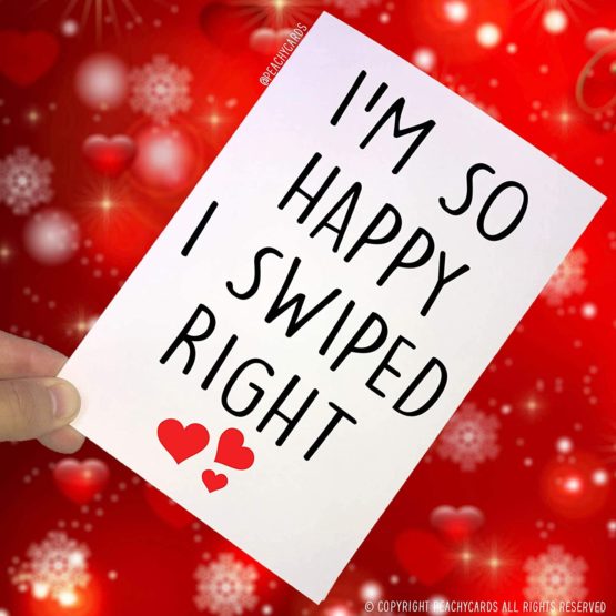Anniversary Cards, So Happy I Swiped Right, Girlfriend Card, Boyfriend Cards Novelty Card Funny Cards Friend Card Christmas Card Tinder PC78 - Image 2