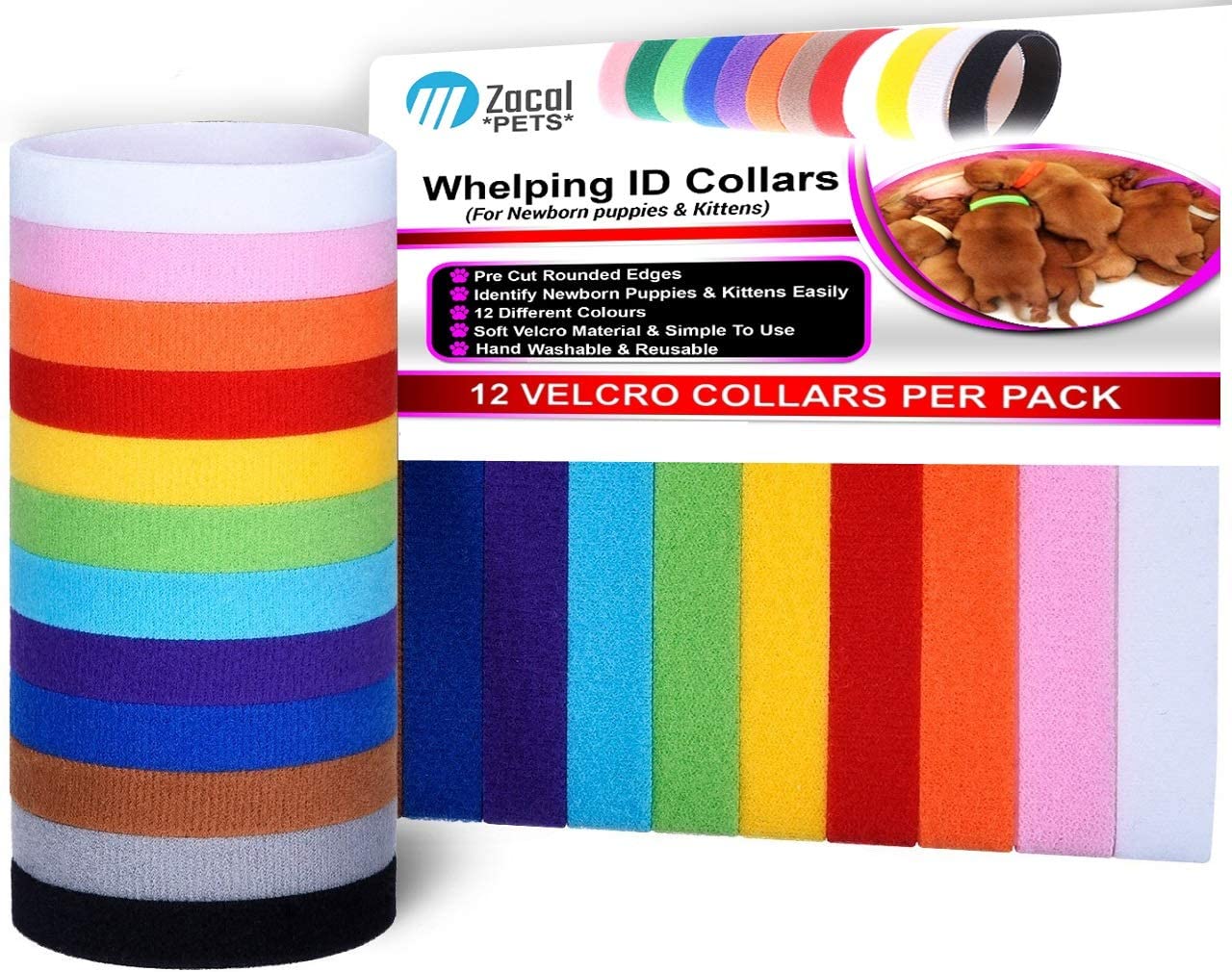 Whelping ID Collars for Newborn Puppies and Kittens Easy to Identify