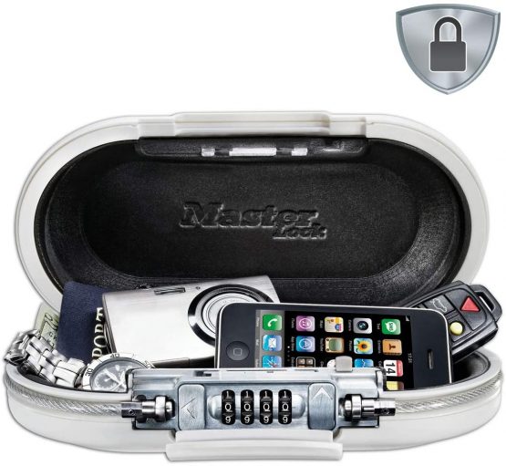 MASTER LOCK Mini Travel Safe Safe with Cable [White] 5900EURD - Secure your belongings while traveling