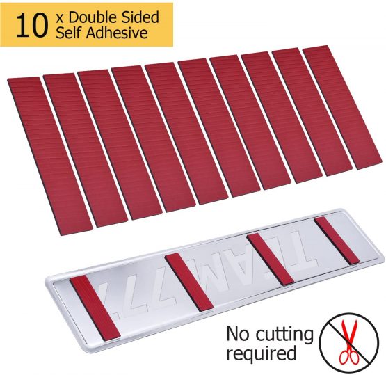 10 Pieces Double Sided Sticky Tape with 16 Set Screws and Caps for Number Plate Car License Plates Fixing Fitting Kit - Image 3