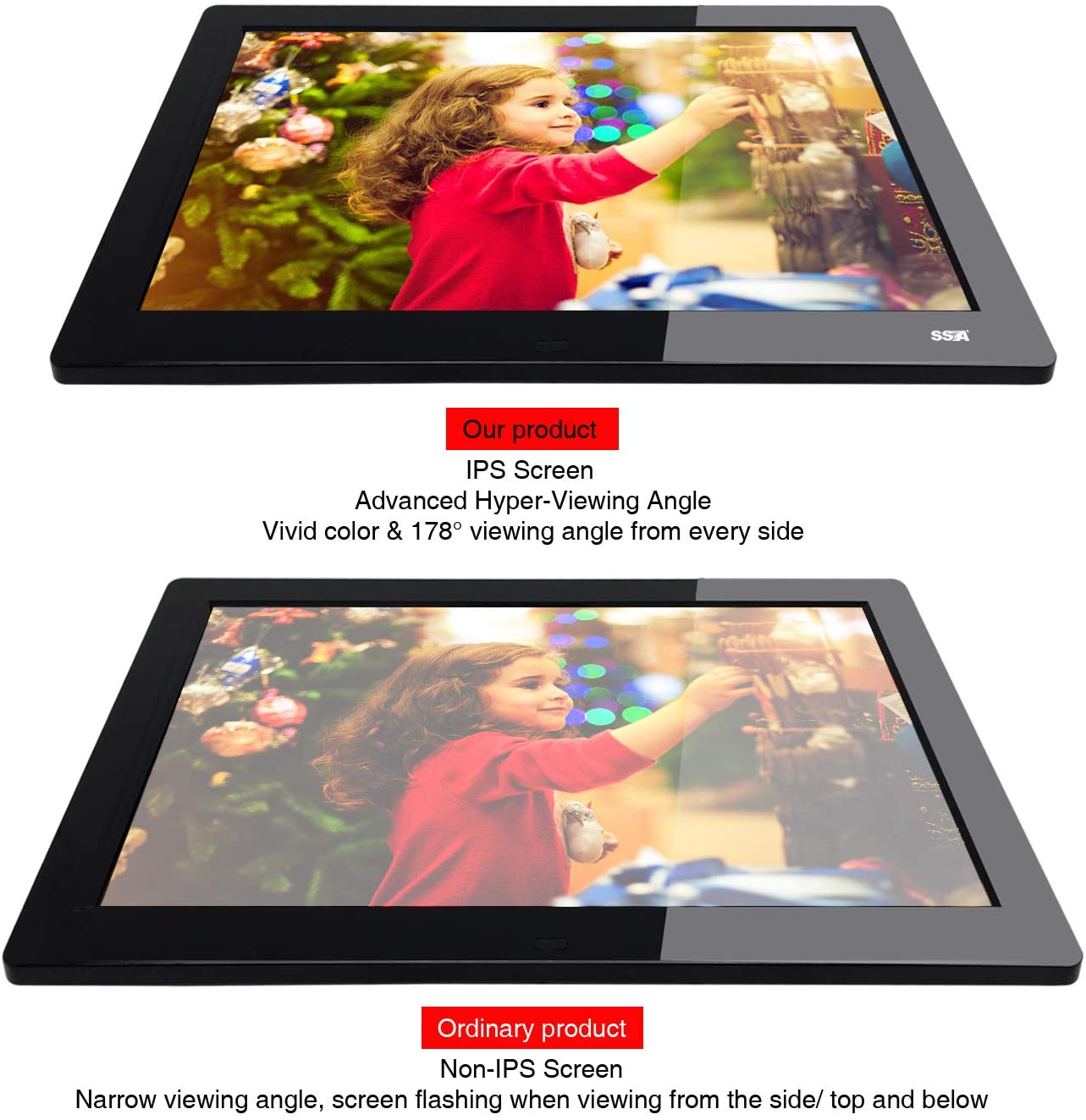 Digital Photo Frame,2019 Newest SSA 8.2 inch 1280 x 720 High Resolution Full IPS Photo/Music
