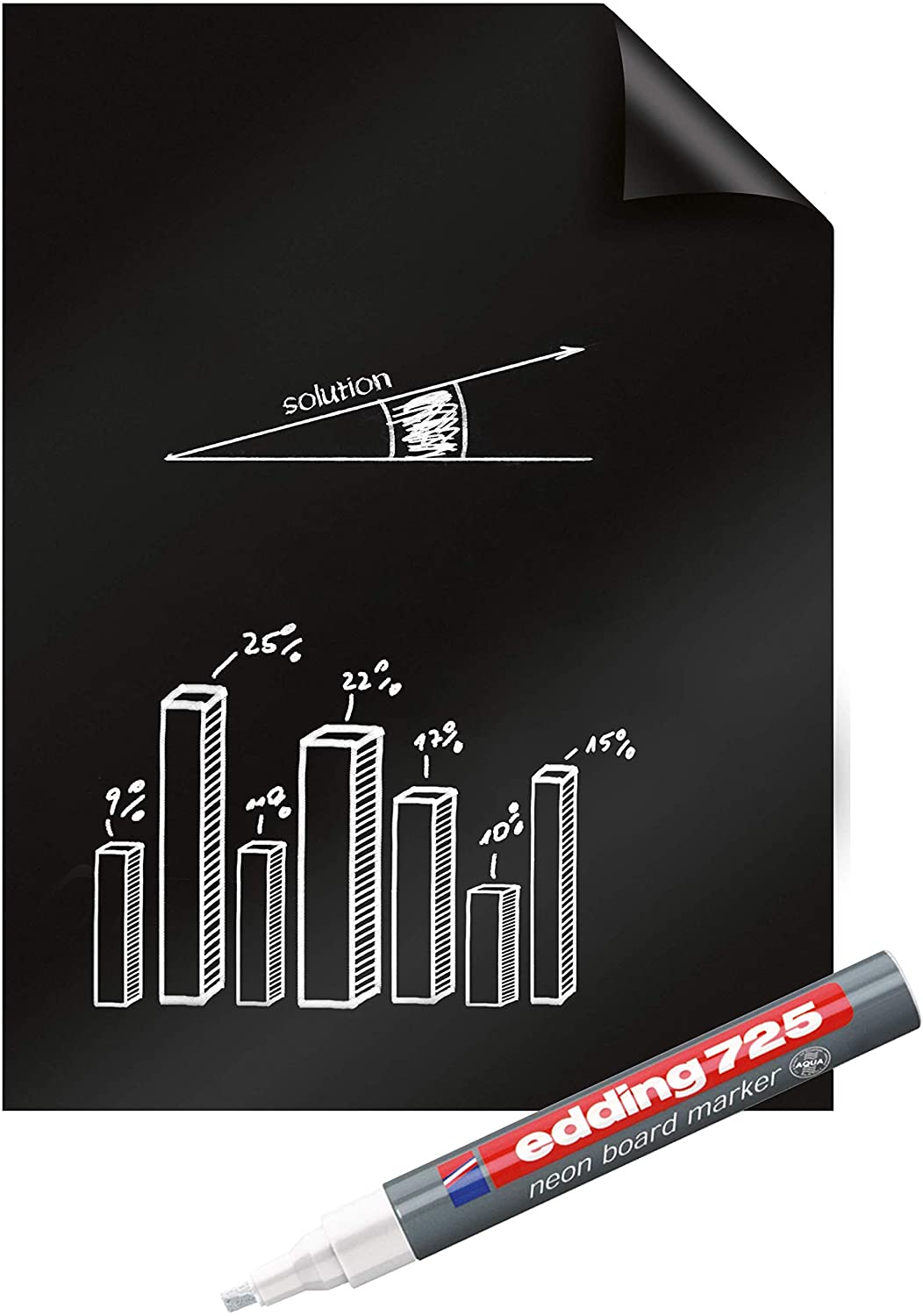 Legamaster Magic-Chart Blackboard foil - static self-adhesive - matt black - 80x60cm - incl. 1 chalk marker - 25 foil sheets on a roll