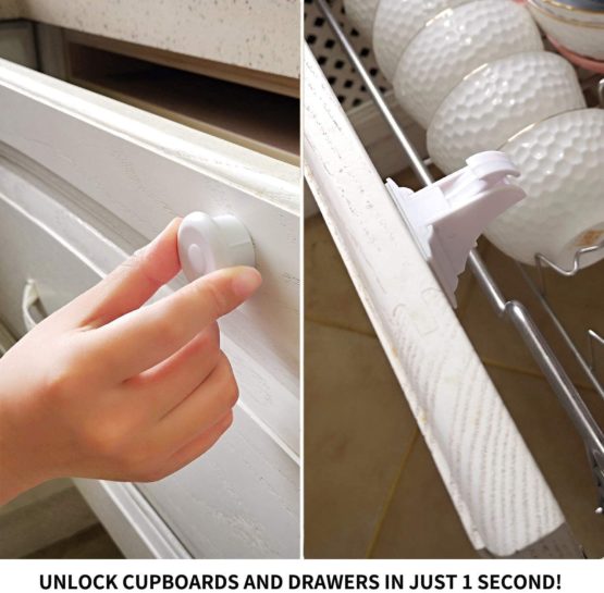 Baby Safety Magnetic Cupboard Locks - 10 Pack Child Proof Cupboard Catches and Locks, No Screws or Drilling, Easy Install in Seconds, Latest Design to Protect Your Kids and Toddlers - Norjews - Image 3