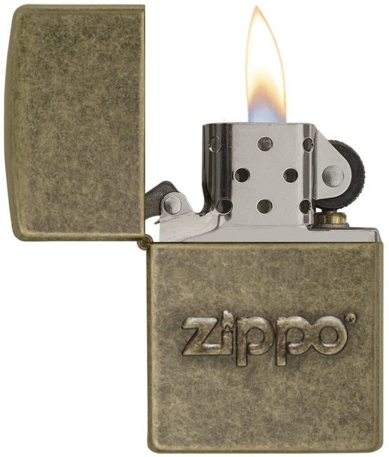 Zippo Stamp Regular Lighter - Antique Brass - Image 3