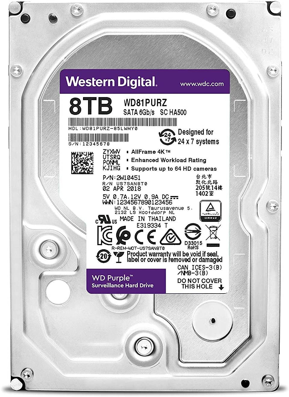 Western Digital Purple 8000GB Serial ATA III internal hard drive, Internal Hard Drives (3.5", 8000 GB, 5400 RPM - Image 3