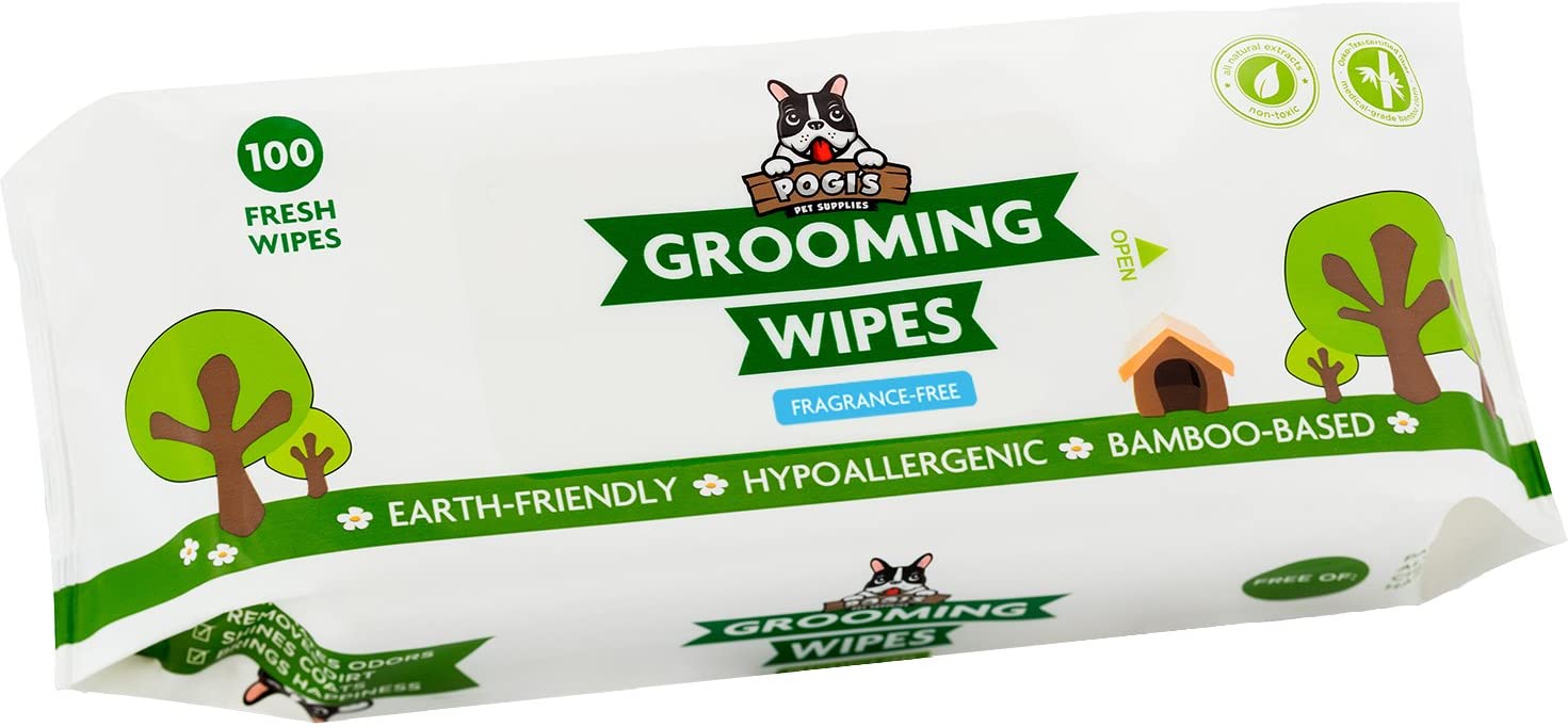 Pogi’s Dog Wipes - Plant-Based, Hypoallergenic Wipes for Dogs and Puppies - Fragrance Free, 100-Count, Fragrance-Free
