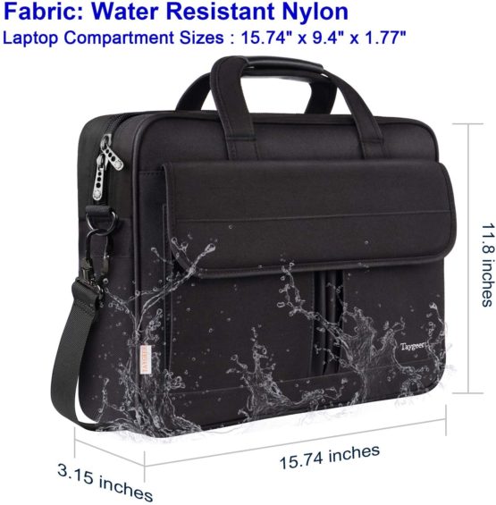 Taygeer Laptop Bag 15.6 Inch Premium Water-Repellent Laptop Office Briefcase Lightweight Messenger Bag with Adjustable Shoulder Strap & Multiple Compartments for Men Women Travel Business School-Black - Image 3