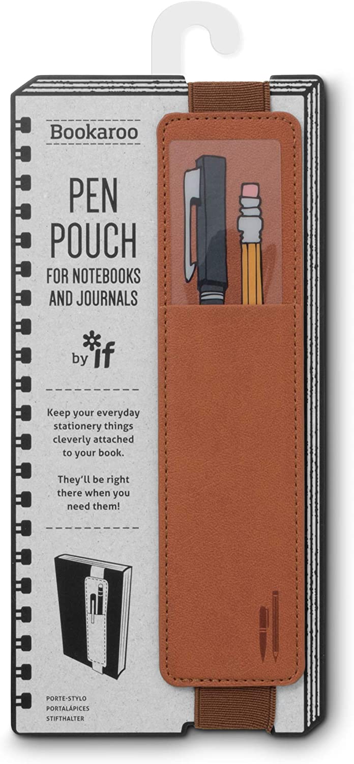 IF 40702 Bookaroo Pen Pouch Notebook/Pen Organiser Elasticated A5 Notebook -Brown, 23 cm